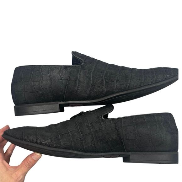 Section X Men’s Croc Embossed Leather Tassel Loafers Size 11 M Black main image 8